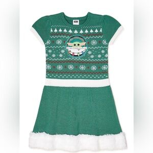 Little Girls Star Wars Baby Yoda Sweater Dress sz 7/8